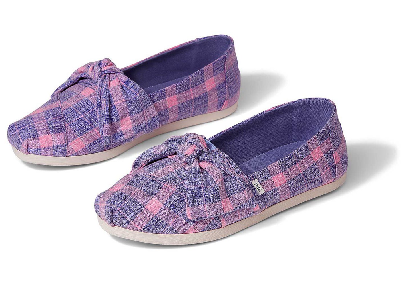 Toms Alpargata Plaid Bow Espadrille Purple/Pink - Womens - 43720-KBEJ